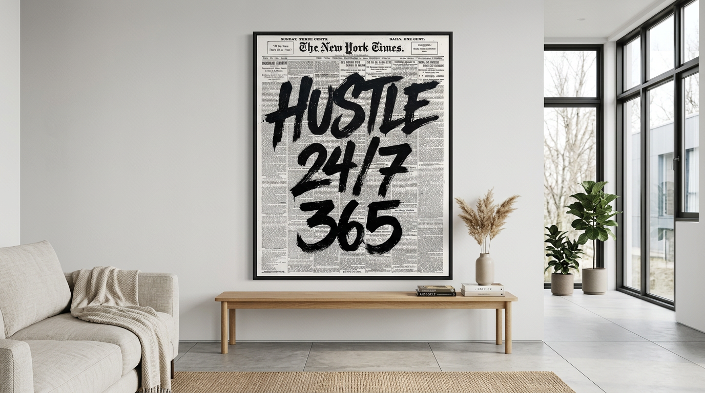 3533 Hustle 24/7 canvas banner