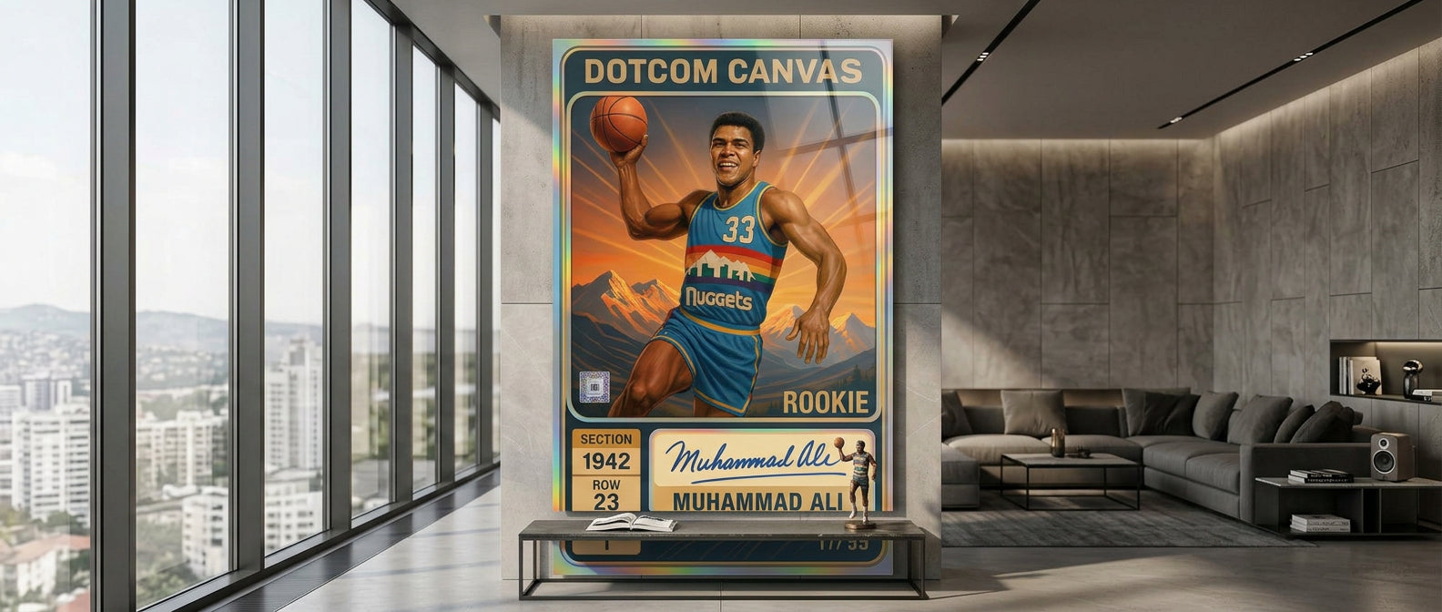 DOTCOMCANVAS Muhammad Ali Basketball Card Acrylglasbild Banner