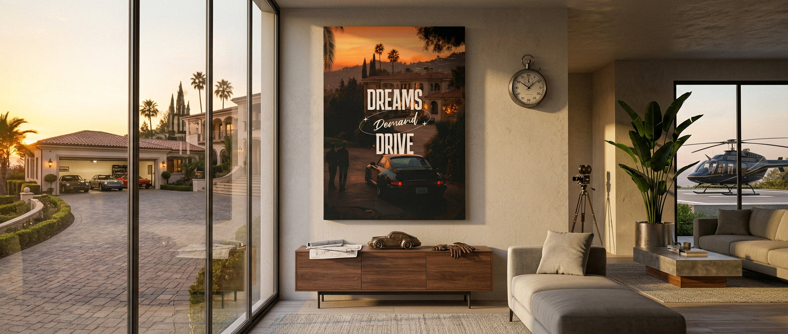 Dreams Demand Drive Leinwandbild Banner