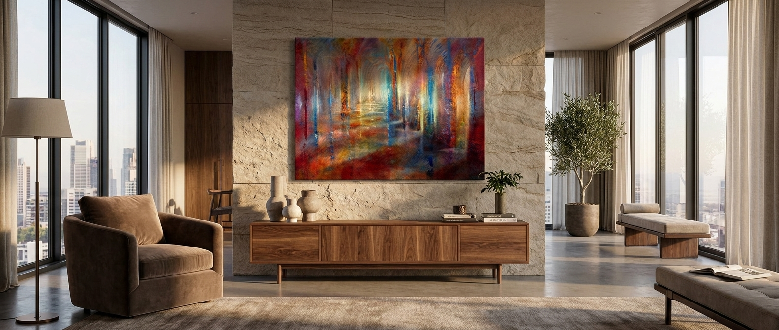 DOTCOMCANVAS Echoes of Golden Light Leinwandbild Banner