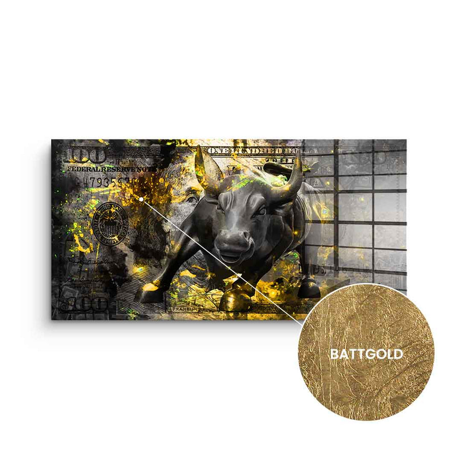 DOTCOMCANVAS 24K Feingold Bild BLACK BULL - 24K Feingold
