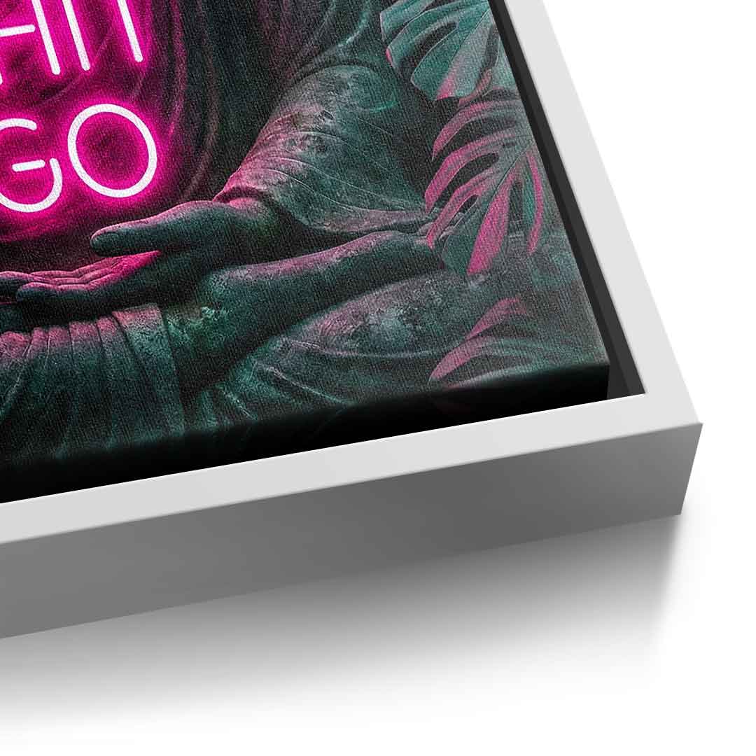 DOTCOMCANVAS® Buddah for Toilett Leinwandbild – Detailansicht mit weißem Rahmen