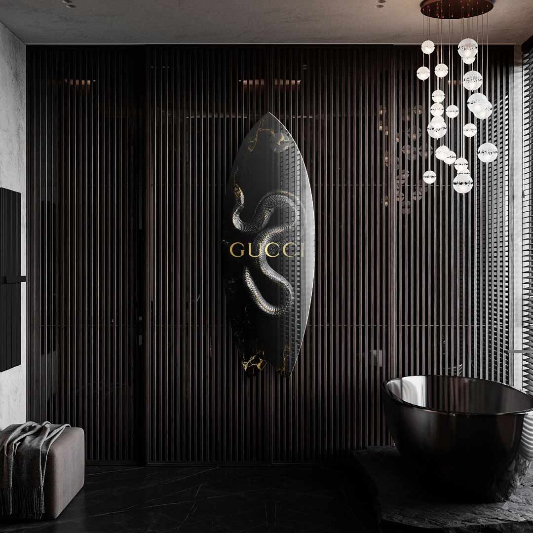 DOTCOMCANVAS 24K Feingold Bild Surfboard Luxury Snake - 24K Feingold
