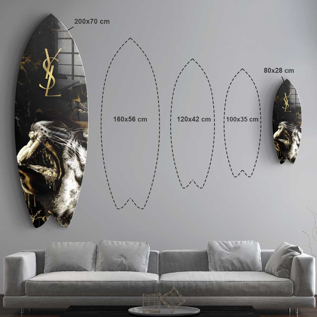 DOTCOMCANVAS 24K Feingold Bild Surfboard Luxury Tiger - 24K Feingold