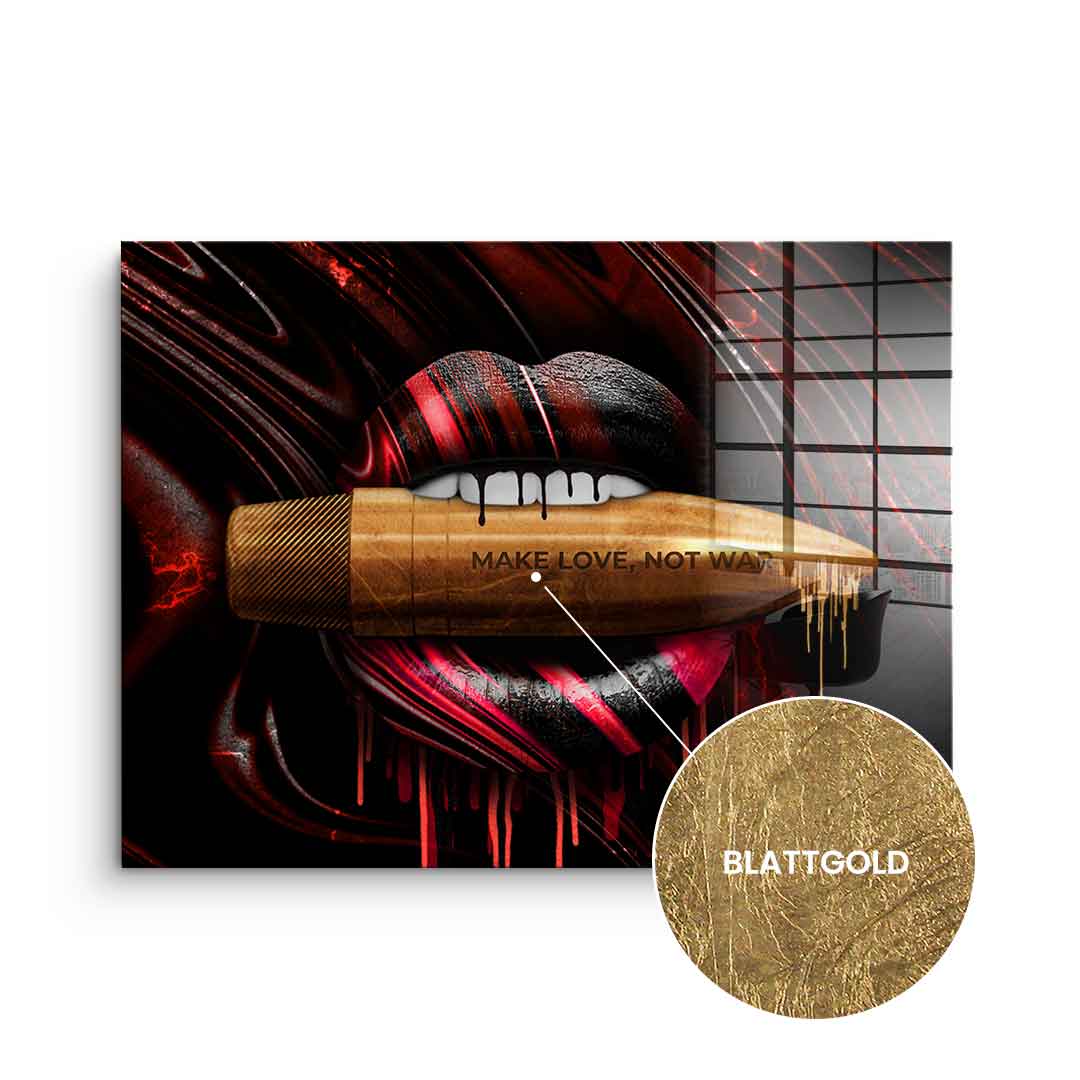DOTCOMCANVAS 24K Feingold Bild MAKE LOVE NOT WAR - 24K Feingold