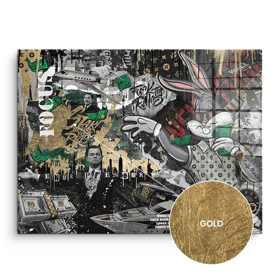 DOTCOMCANVAS 24K Feingold Bild Business Bunny - 24K Feingold | Limited