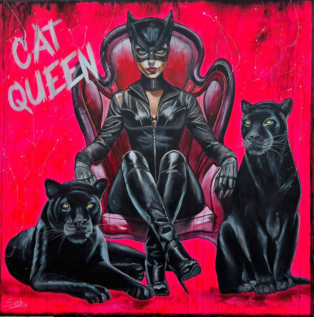 Cat Queen – Original-Gemälde von Sabrina Seck