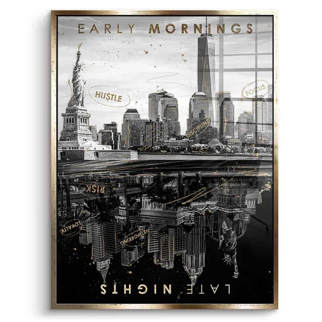 DOTCOMCANVAS 24K Feingold Bild Early Morning vs Late Night - 24K Feingold