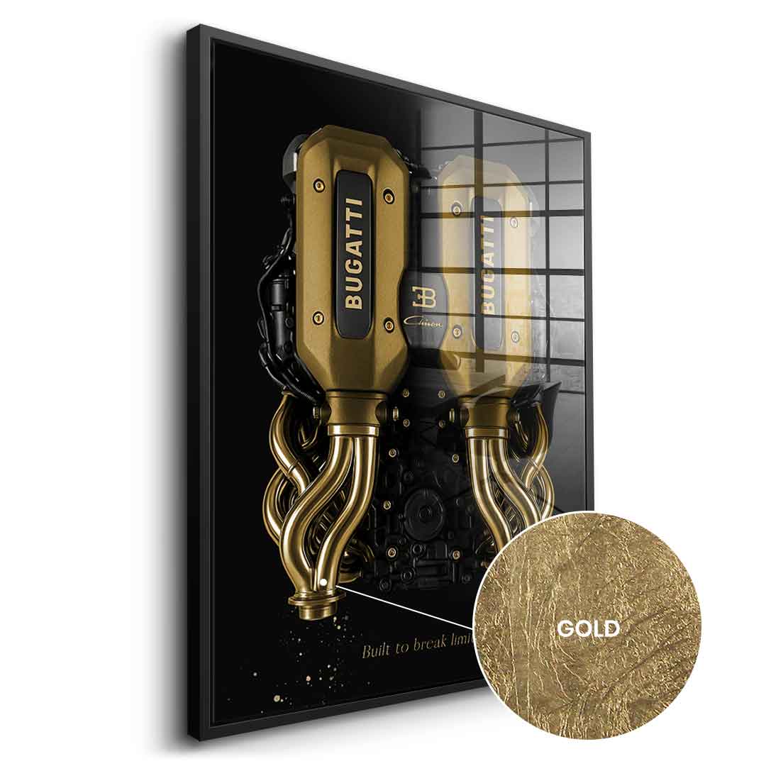 DOTCOMCANVAS 24K Feingold Bild Bugatti Engine - 24K Feingold