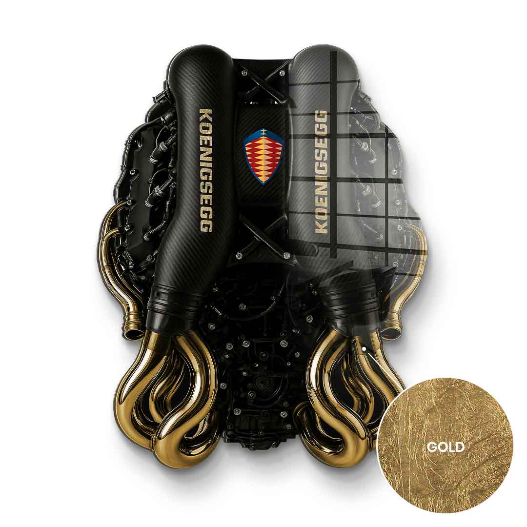 DOTCOMCANVAS 24K Feingold Bild Wandskulptur Koenigsegg Engine - 24K Feingold