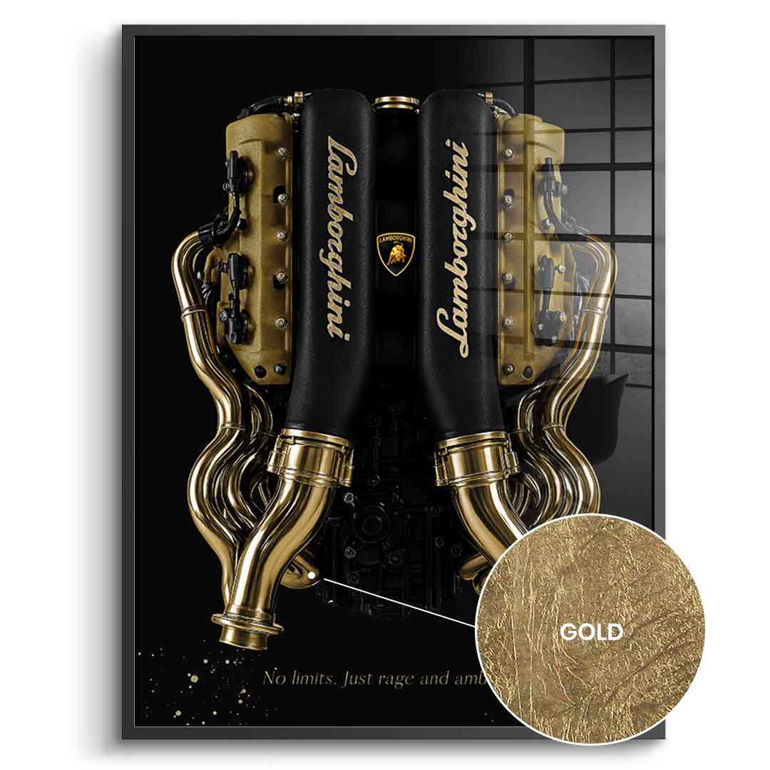DOTCOMCANVAS 24K Feingold Bild Lamborghini Engine - 24K Feingold
