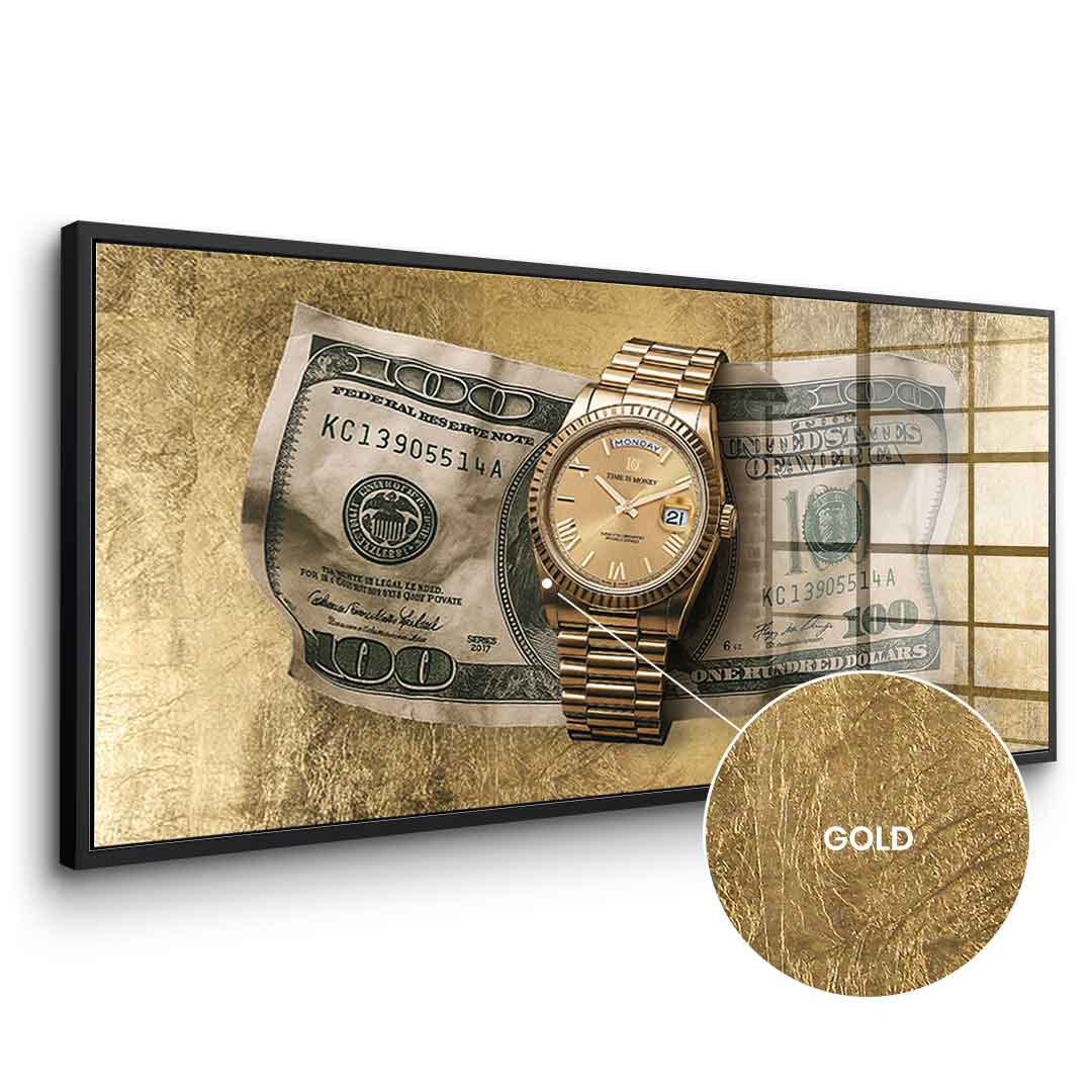 DOTCOMCANVAS 24K Feingold Bild Time is Money - 24K Feingold