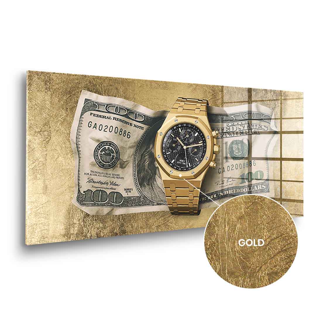 DOTCOMCANVAS 24K Feingold Bild Money Buys Time - 24K Feingold