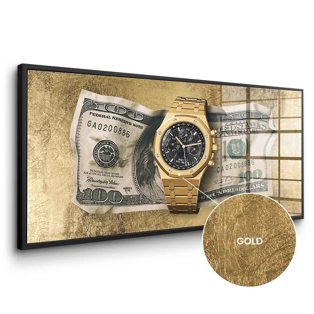 DOTCOMCANVAS 24K Feingold Bild Money Buys Time - 24K Feingold