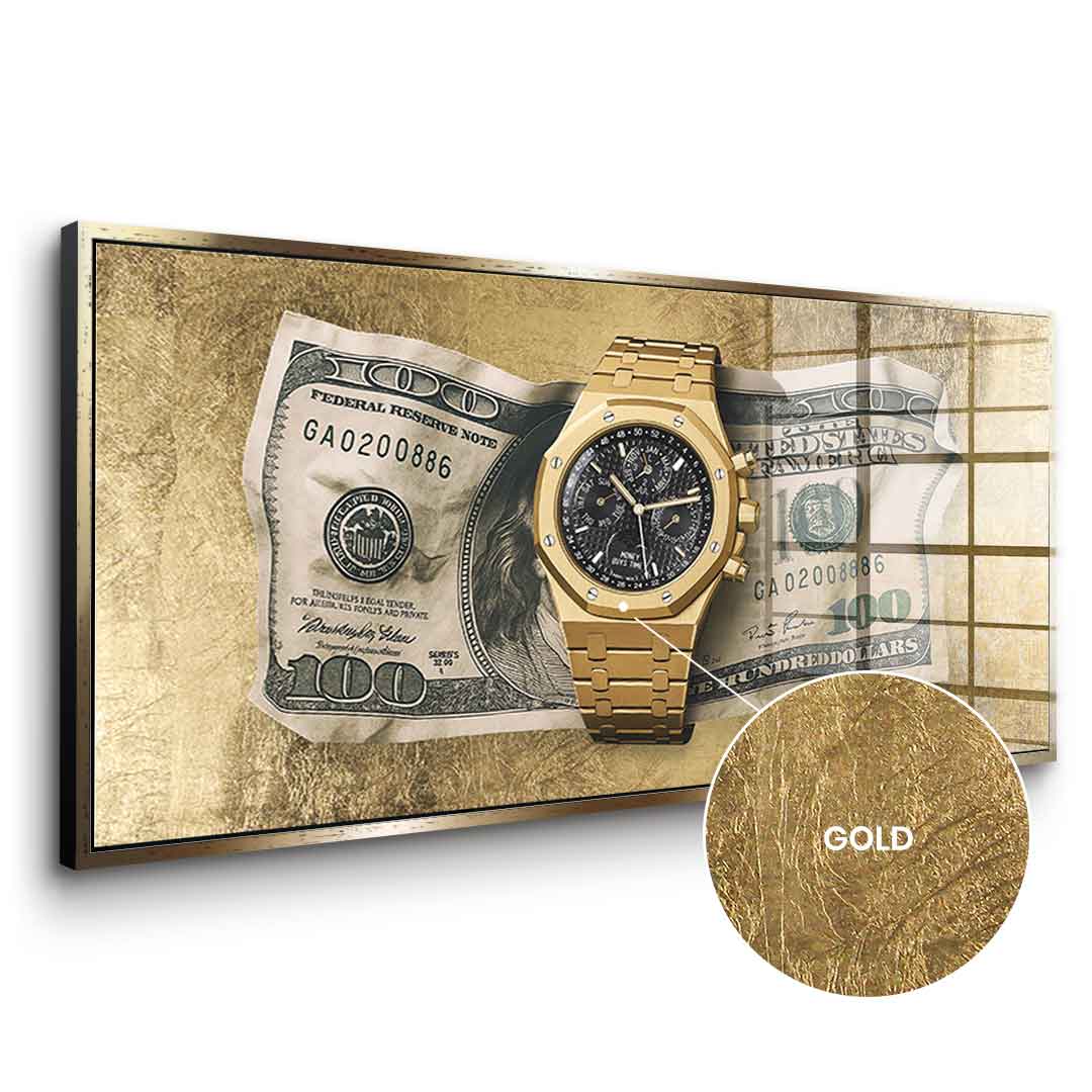 DOTCOMCANVAS 24K Feingold Bild Money Buys Time - 24K Feingold