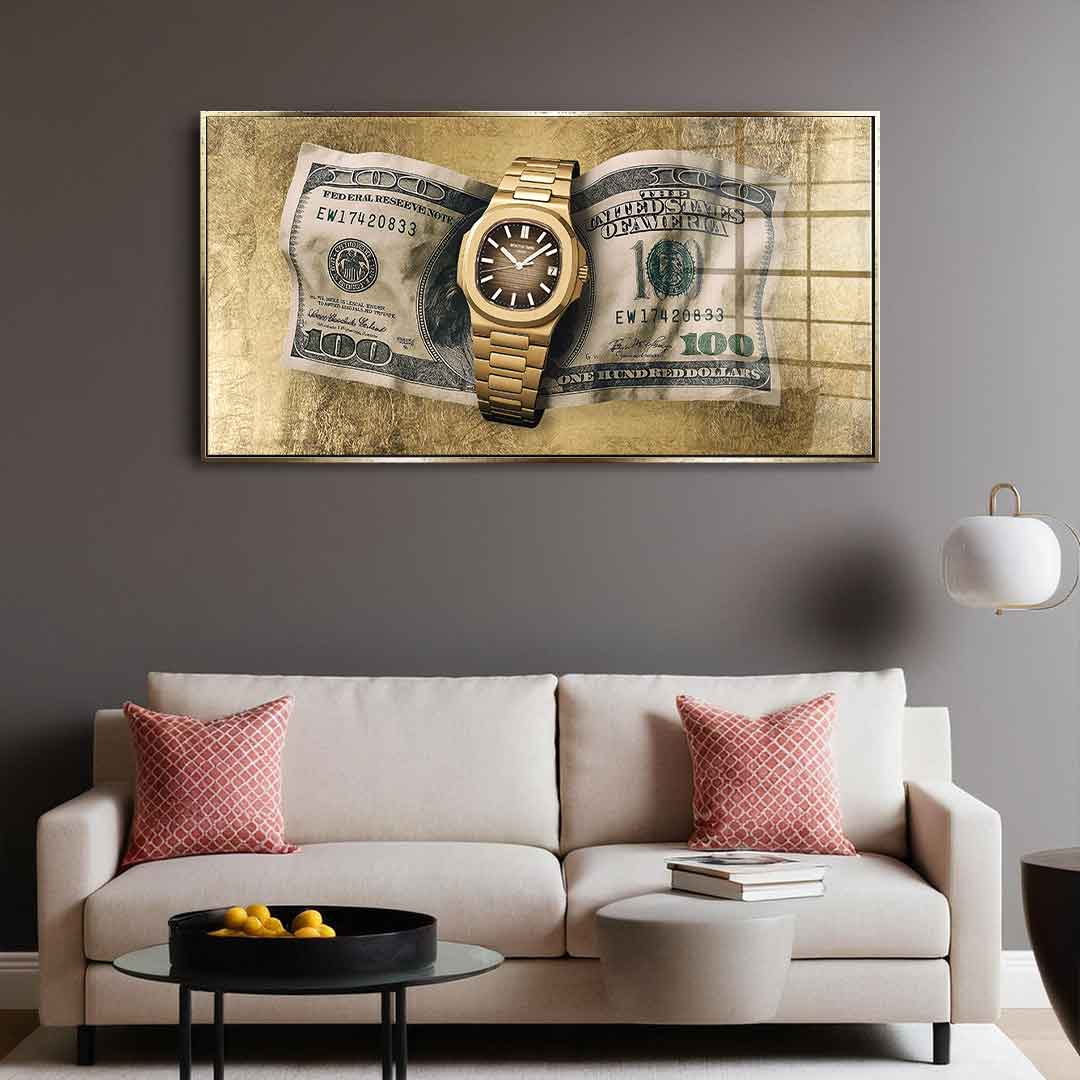 DOTCOMCANVAS 24K Feingold Bild Wealth is Timing - 24K Feingold