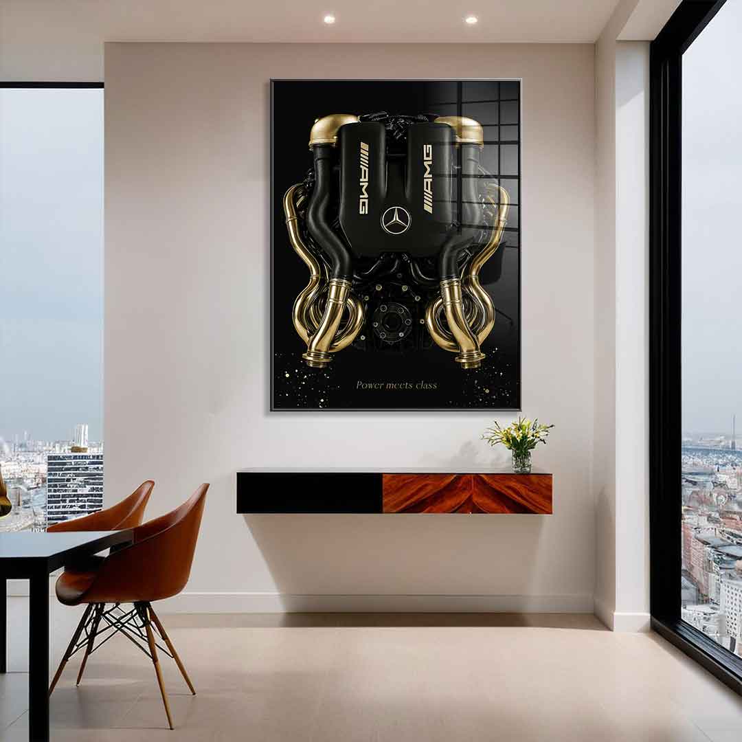 DOTCOMCANVAS 24K Feingold Bild Mercedes V8 Engine - 24K Feingold