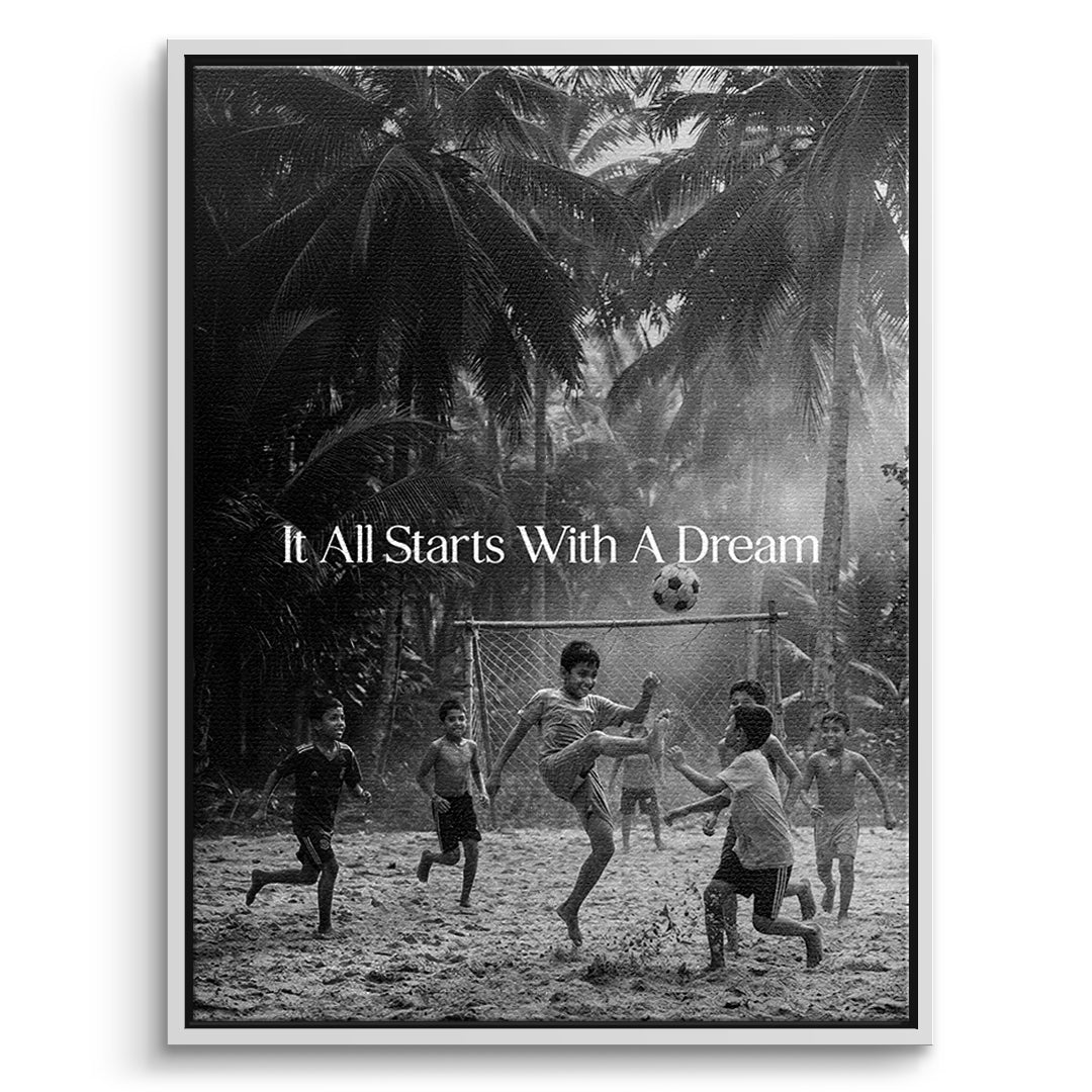 Dream Football Leinwand Schwarzweiß front wf
