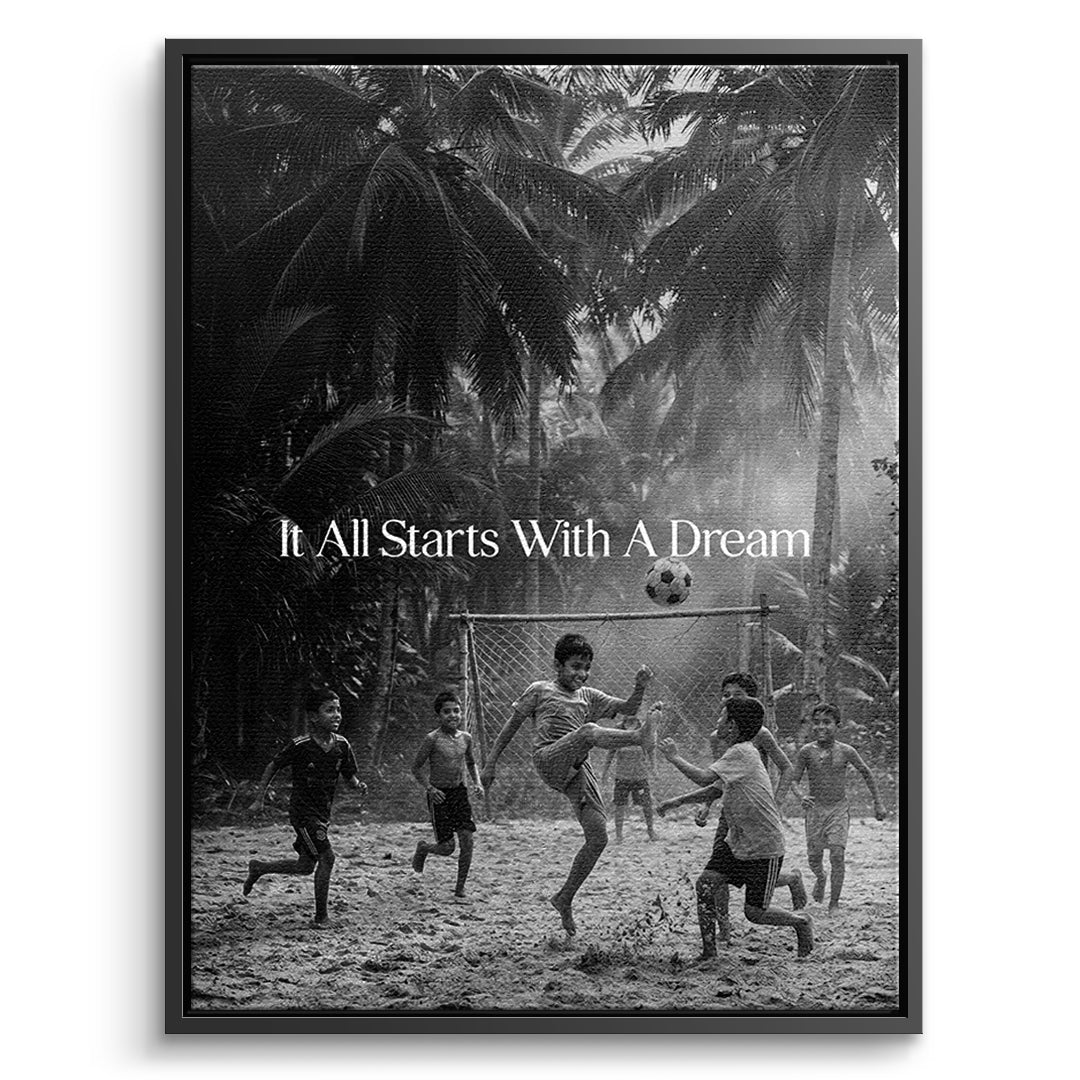 Dream Football Leinwand Schwarzweiß front bf