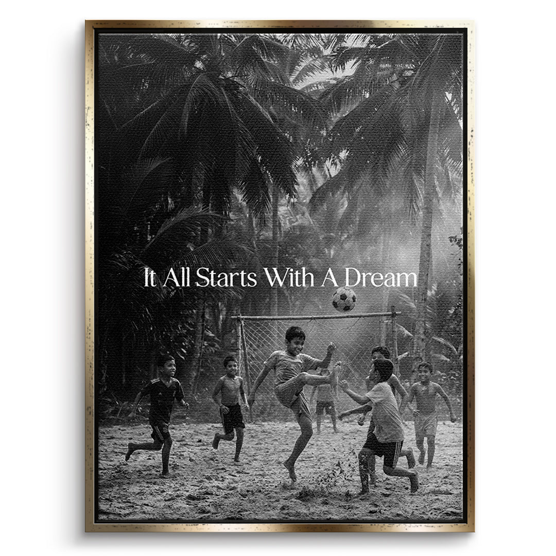 Dream Football Leinwand Schwarzweiß front gf