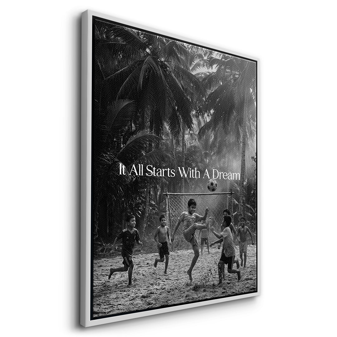 Dream Football Leinwand Schwarzweiß side wf