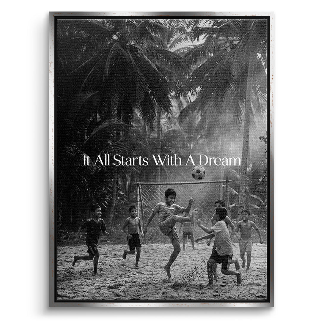 Dream Football Leinwand Schwarzweiß front sf