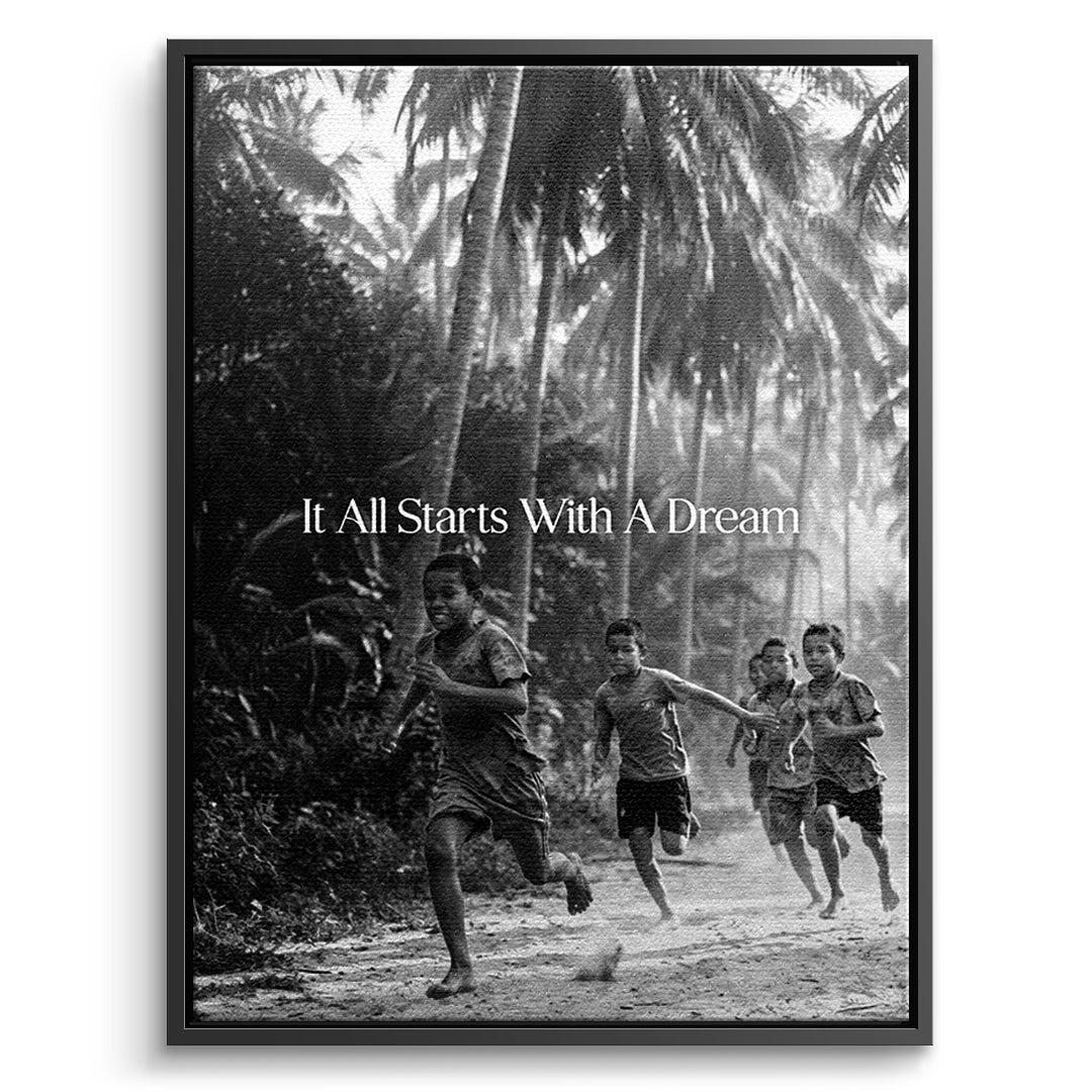 Dream Track and Field Leinwandbild Schwarzweiß Front Schwarz