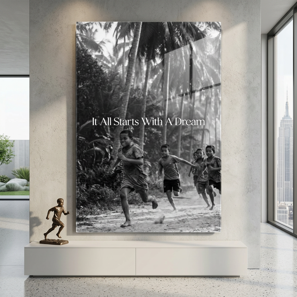 Dream Track and Field Acrylglas Schwarzweiß Wohnzimmer Mockup