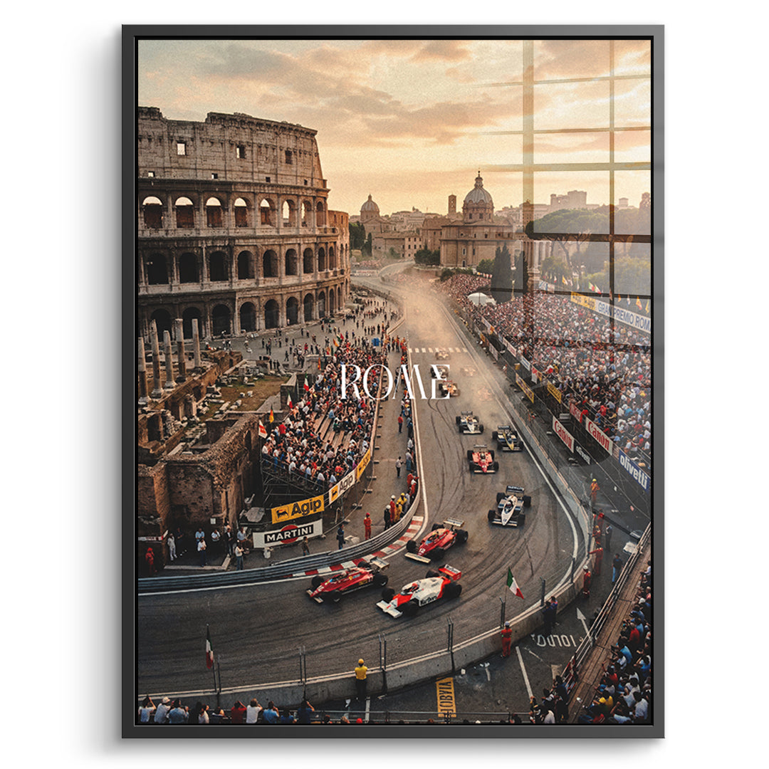 DOTCOMCANVAS Rome F1 Acrylglasbild Vorderansicht mit schwarzem Rahmen
