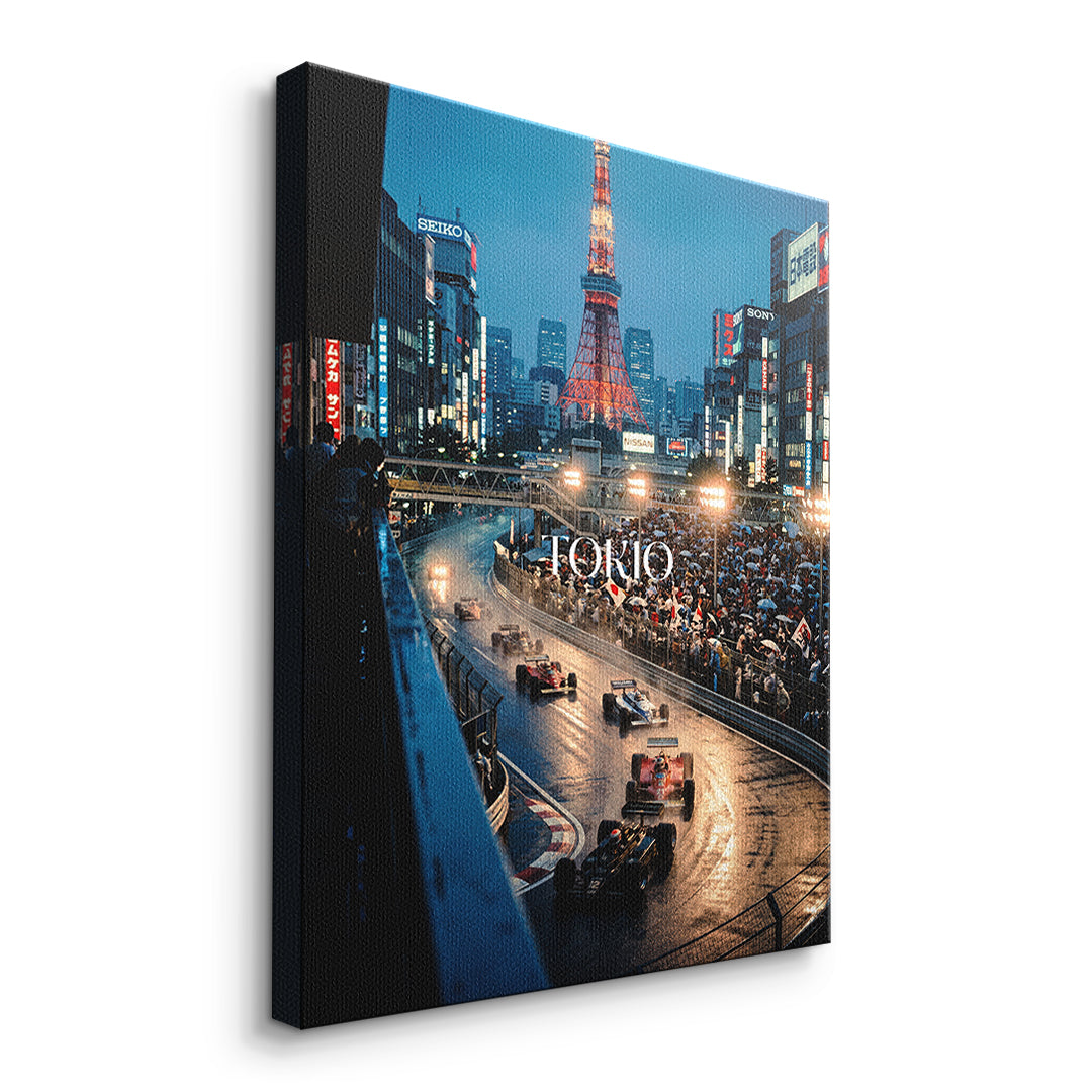 DOTCOMCANVAS Tokyo F1 Leinwandbild Seitenansicht ohne Rahmen