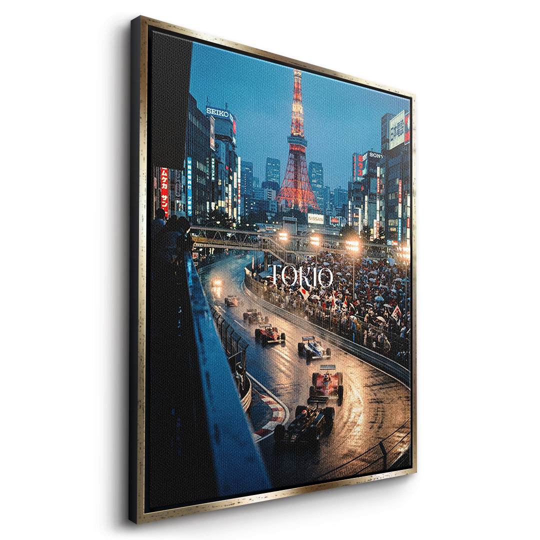 DOTCOMCANVAS Tokyo F1 Leinwandbild Seitenansicht gold
