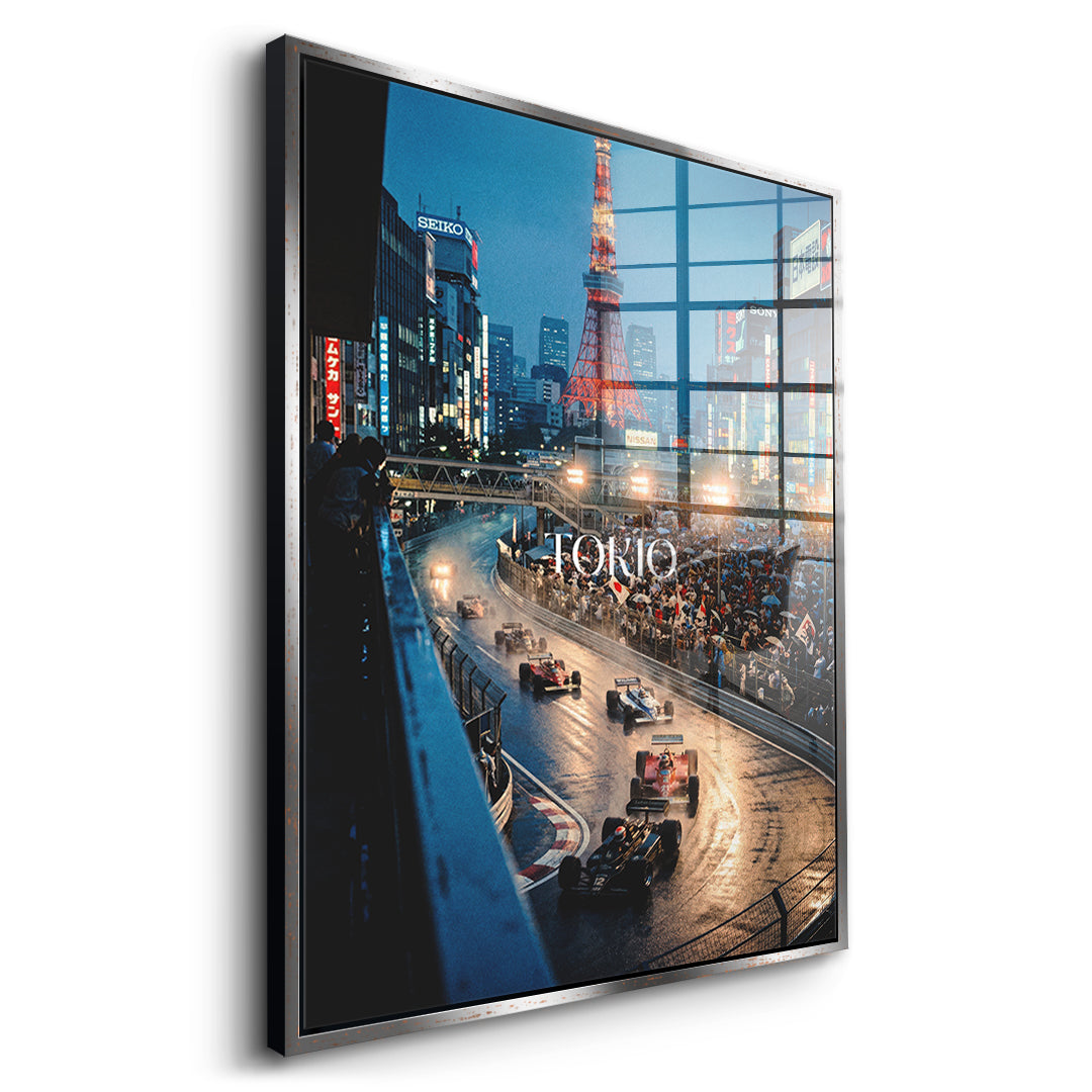 DOTCOMCANVAS Tokyo F1 Acrylglasbild Seitenansicht silber