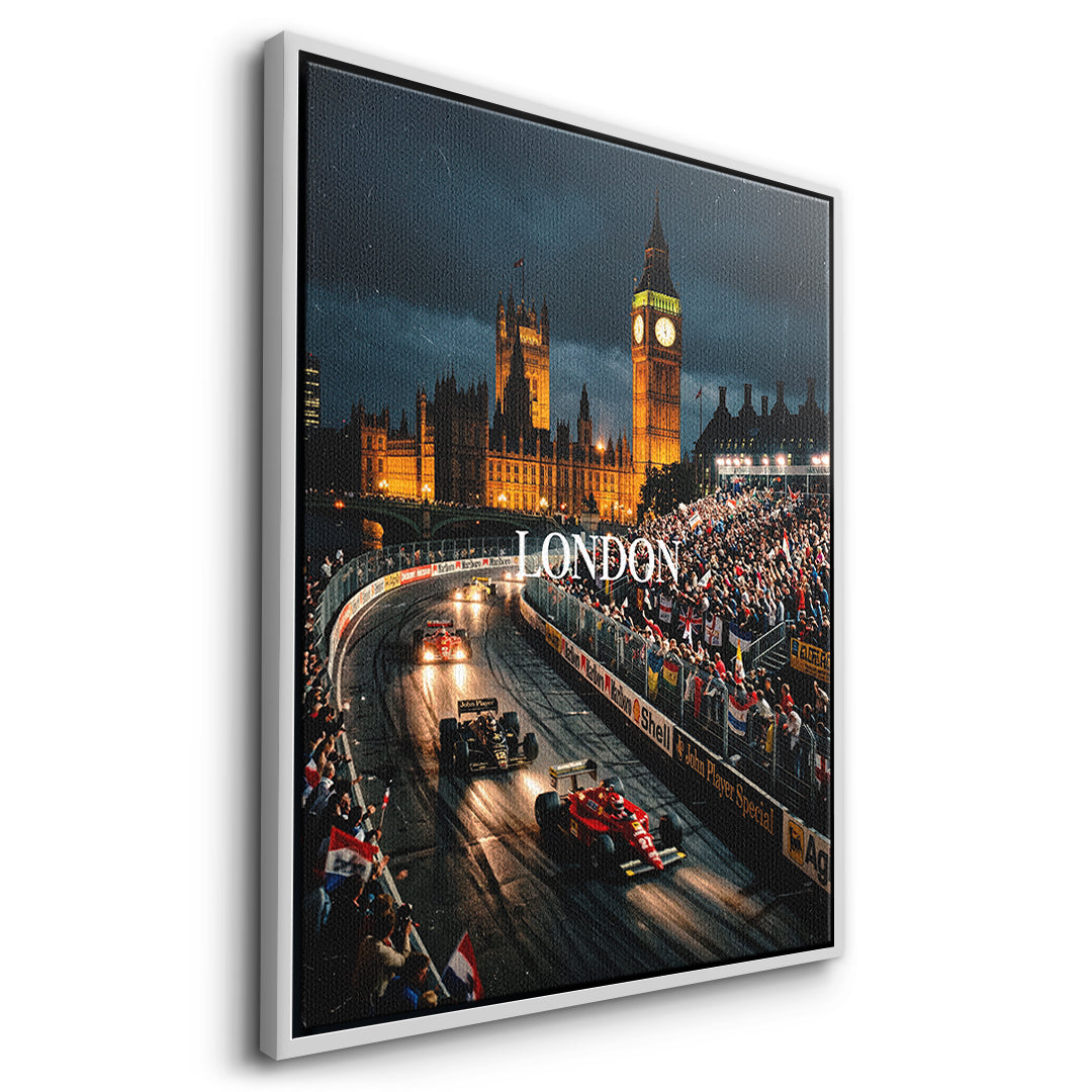 DOTCOMCANVAS London F1 Leinwandbild Seitenansicht weiss