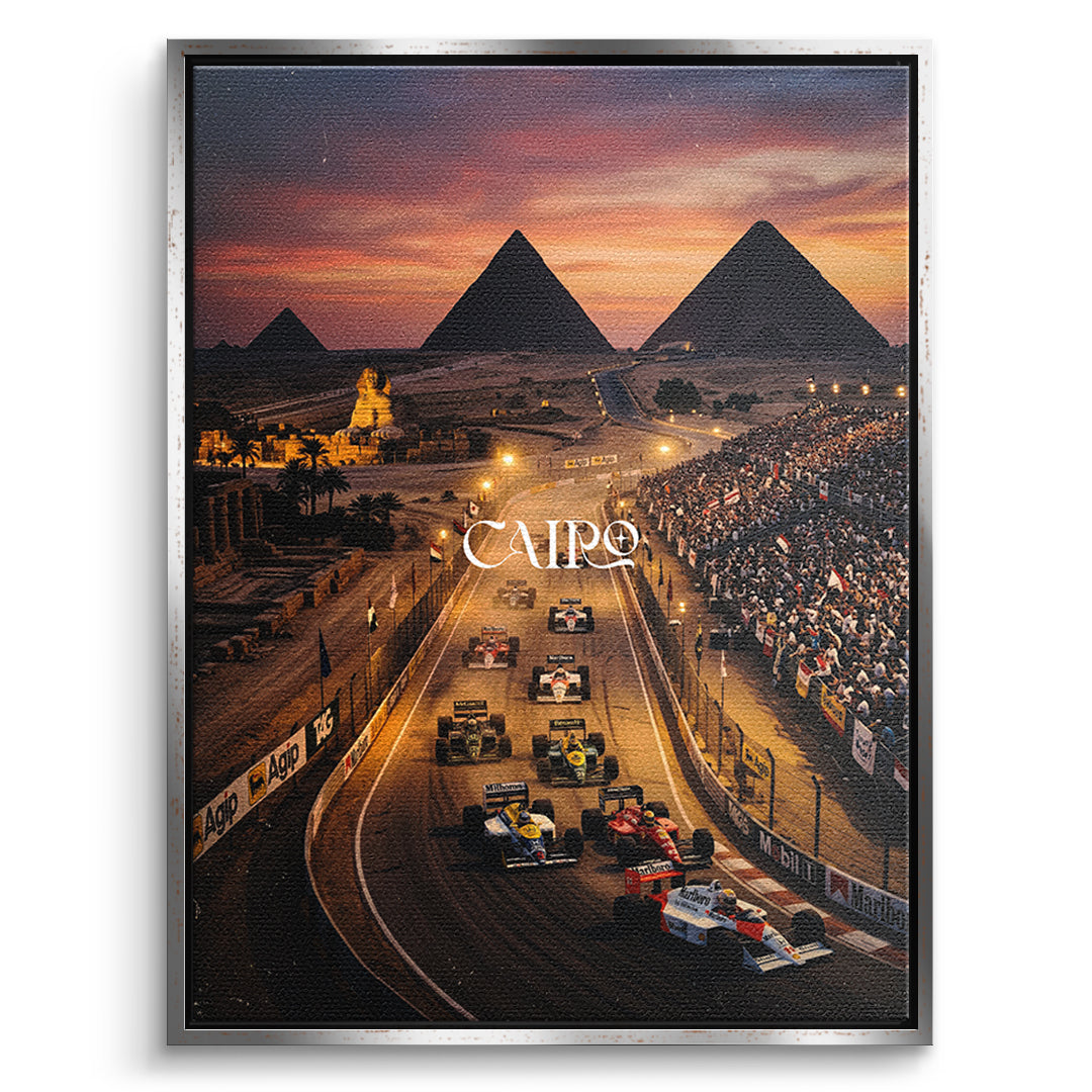 DOTCOMCANVAS Cairo F1 Leinwandbild Vorderansicht mit silbernem Rahmen