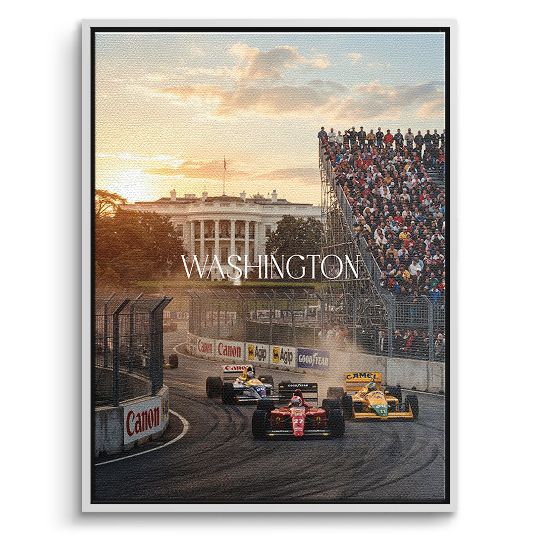 DOTCOMCANVAS Washington F1 Leinwandbild Vorderansicht mit weissem Rahmen