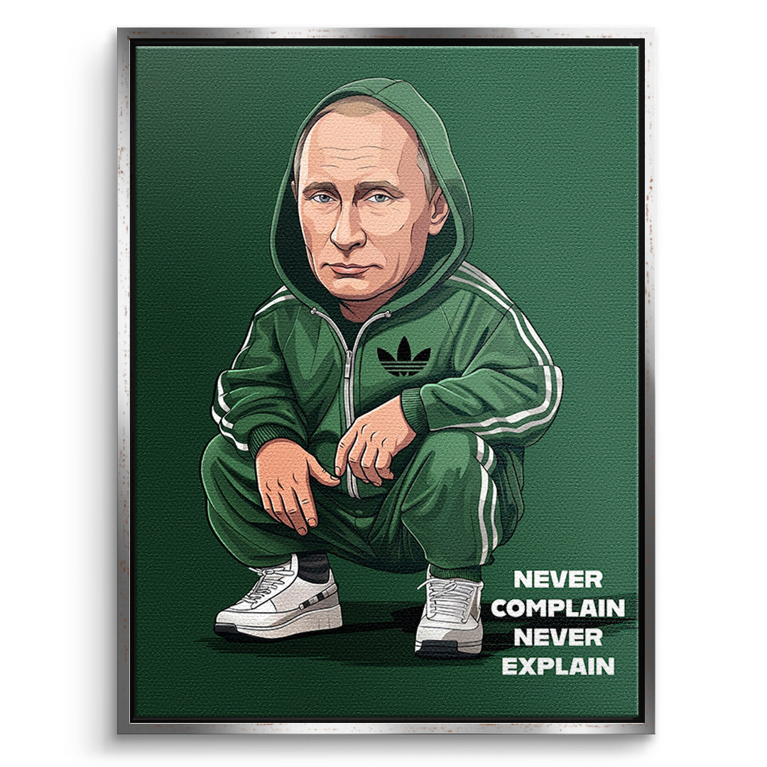 Putin Swag Leinwandbild Rahmen Silber