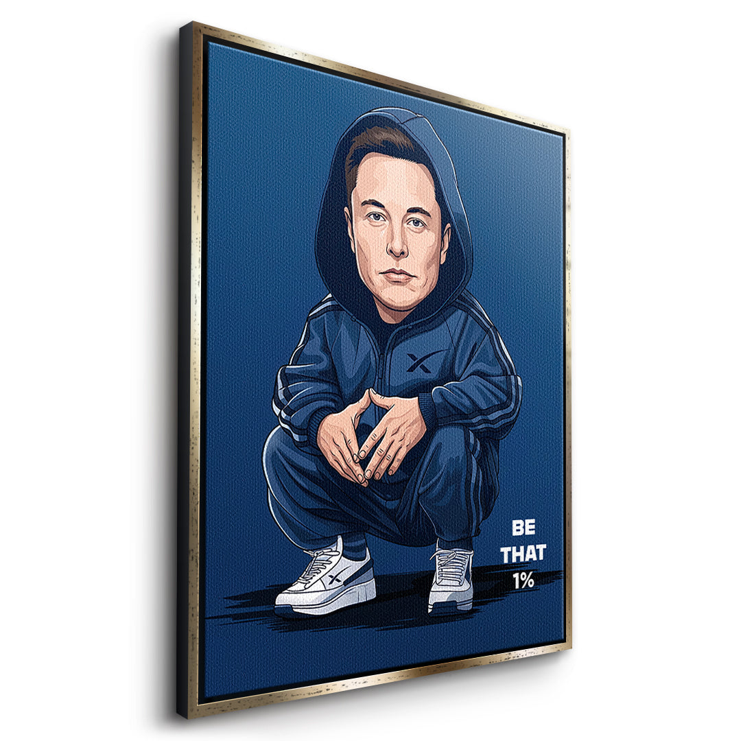 DOTCOMCANVAS Elon Musk Swag Leinwandbild Seitenansicht mit goldenem Rahmen