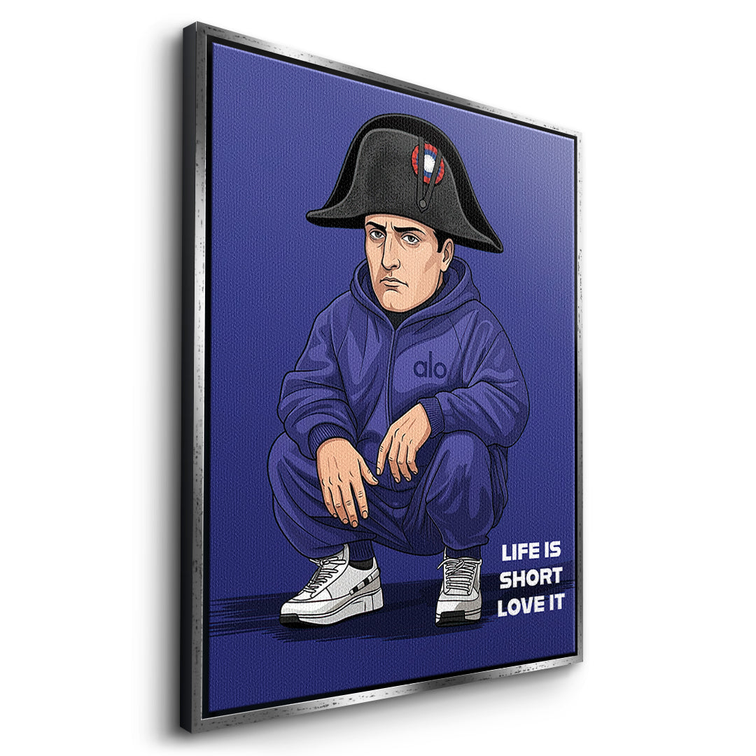 Napoleon Swag Leinwandbild silberner Rahmen Seitenansicht