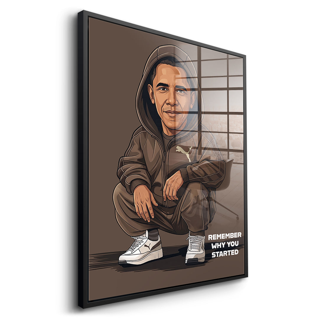 DOTCOMCANVAS Obama Swag Acrylglasbild Seitenansicht mit schwarzem Rahmen