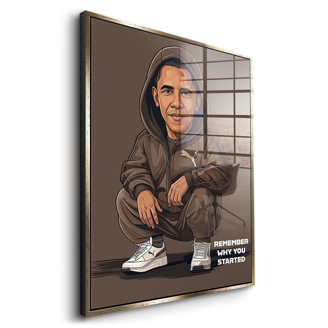 DOTCOMCANVAS Obama Swag Acrylglasbild Seitenansicht mit goldenem Rahmen