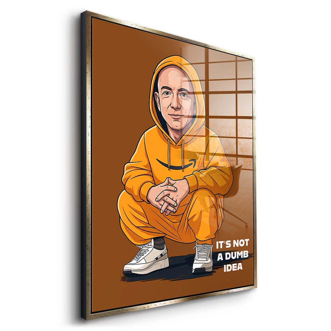 DOTCOMCANVAS Jeff Bezos Swag Acrylglasbild Seitenansicht mit goldenem Rahmen