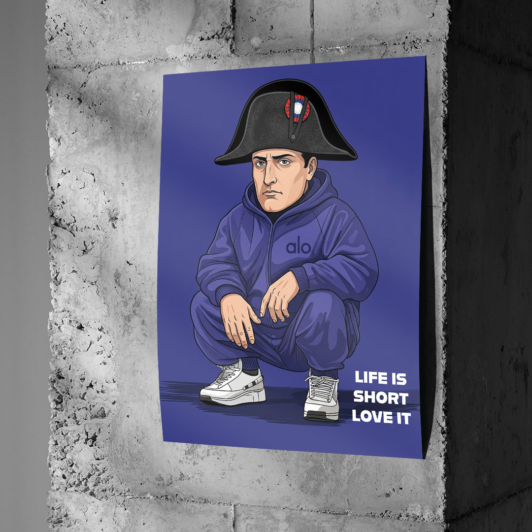 Napoleon Swag Poster an Betonwand