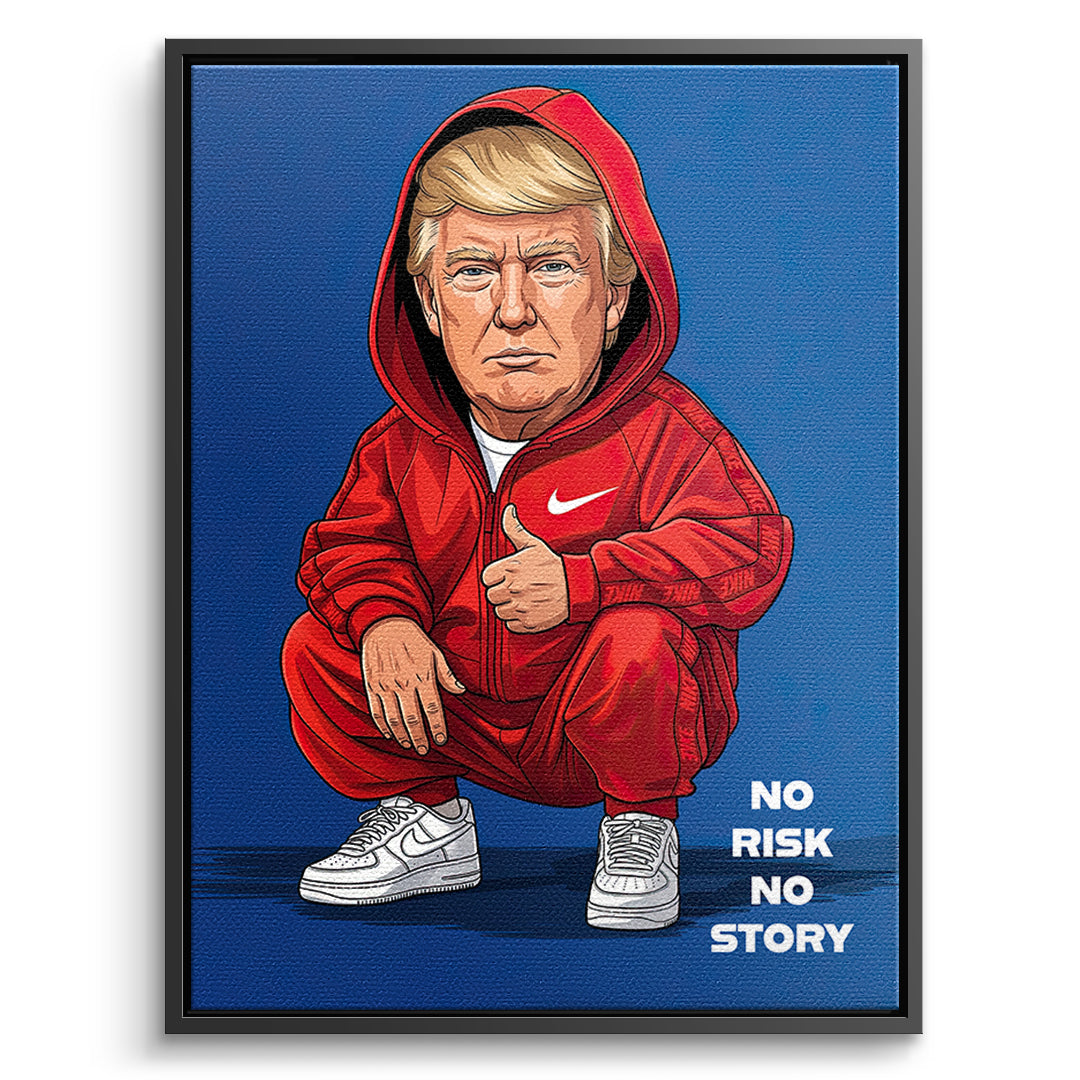 DOTCOMCANVAS Trump Swag Leinwandbild Vorderansicht mit schwarzem Rahmen