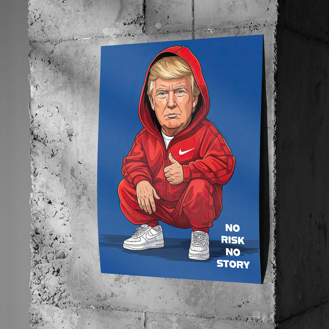 DOTCOMCANVAS Trump Swag Poster an Betonwand