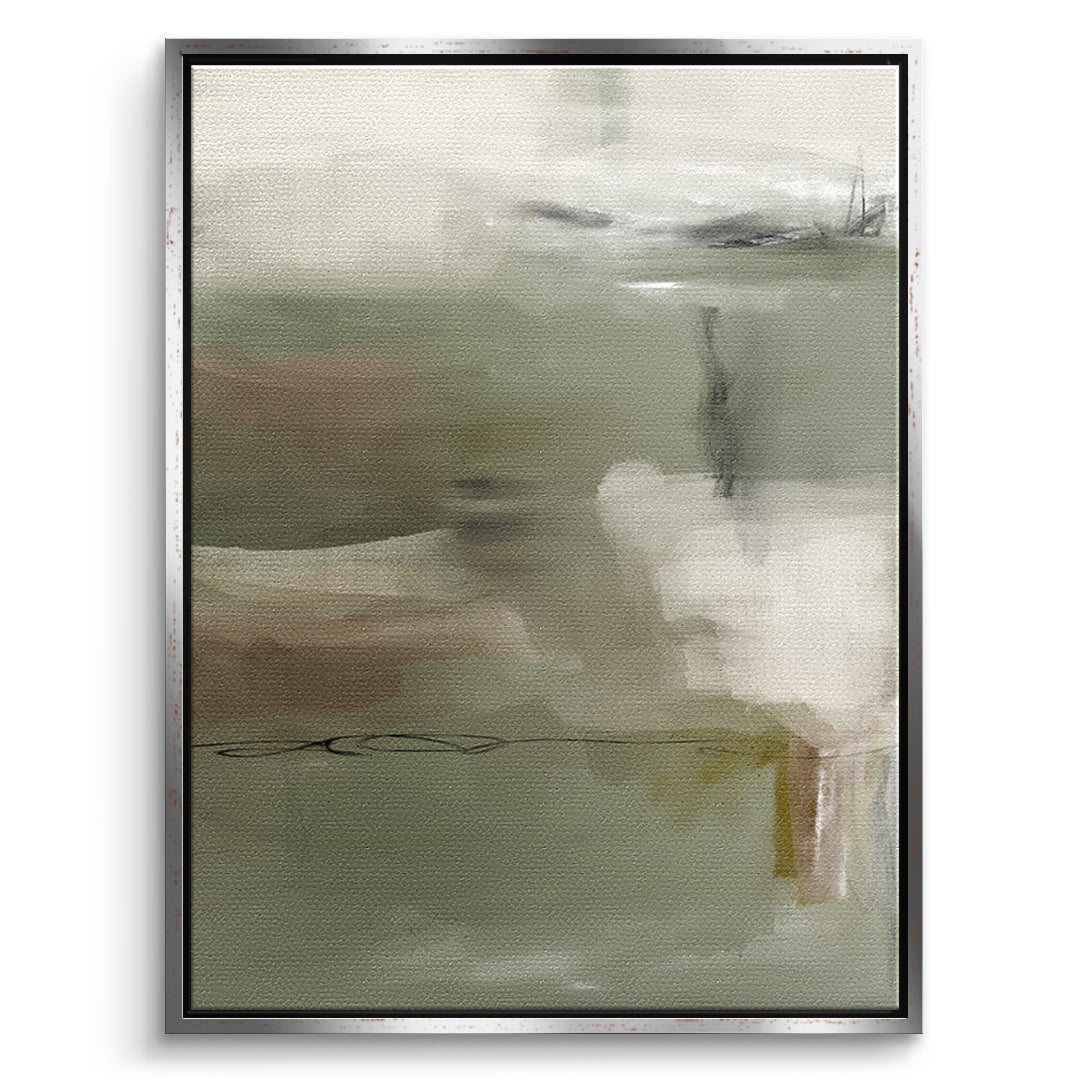 DOTCOMCANVAS Emerald Whispers Leinwandbild Vorderansicht mit silbernem Rahmen