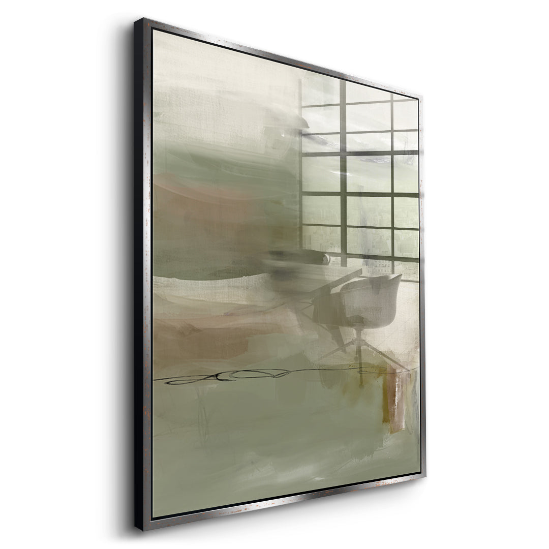 DOTCOMCANVAS Emerald Whispers Acrylglasbild Seitenansicht mit silbernem Rahmen