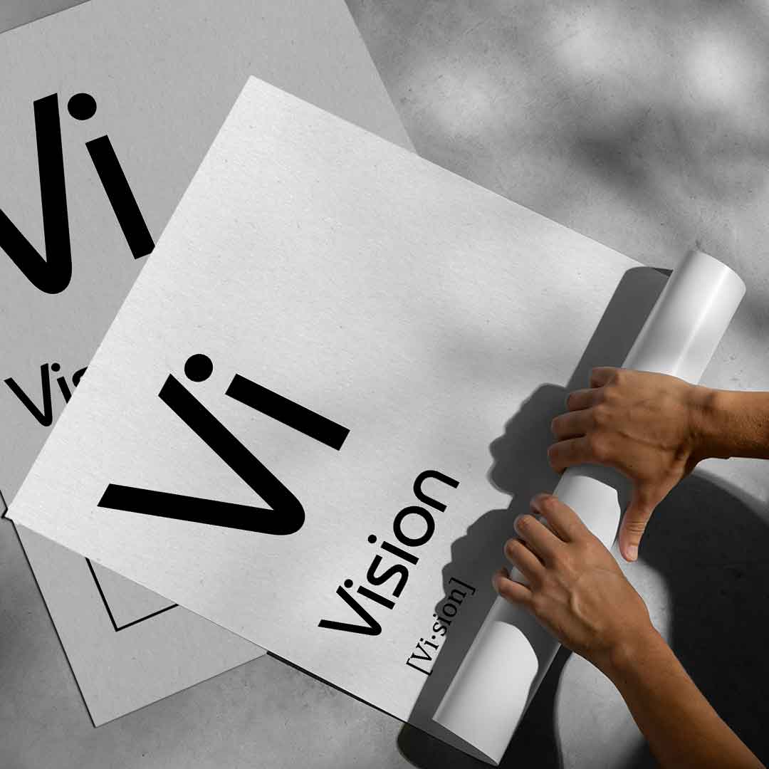 DOTCOMCANVAS® Vision (Vi) Poster Version Weiß – aufgerollt