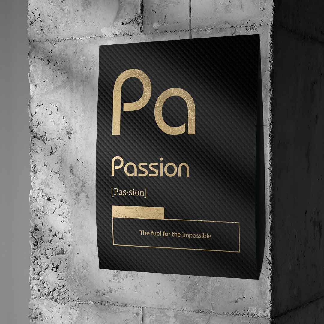 DOTCOMCANVAS® Passion (Pa) Poster Version Schwarz – Wand-Mockup