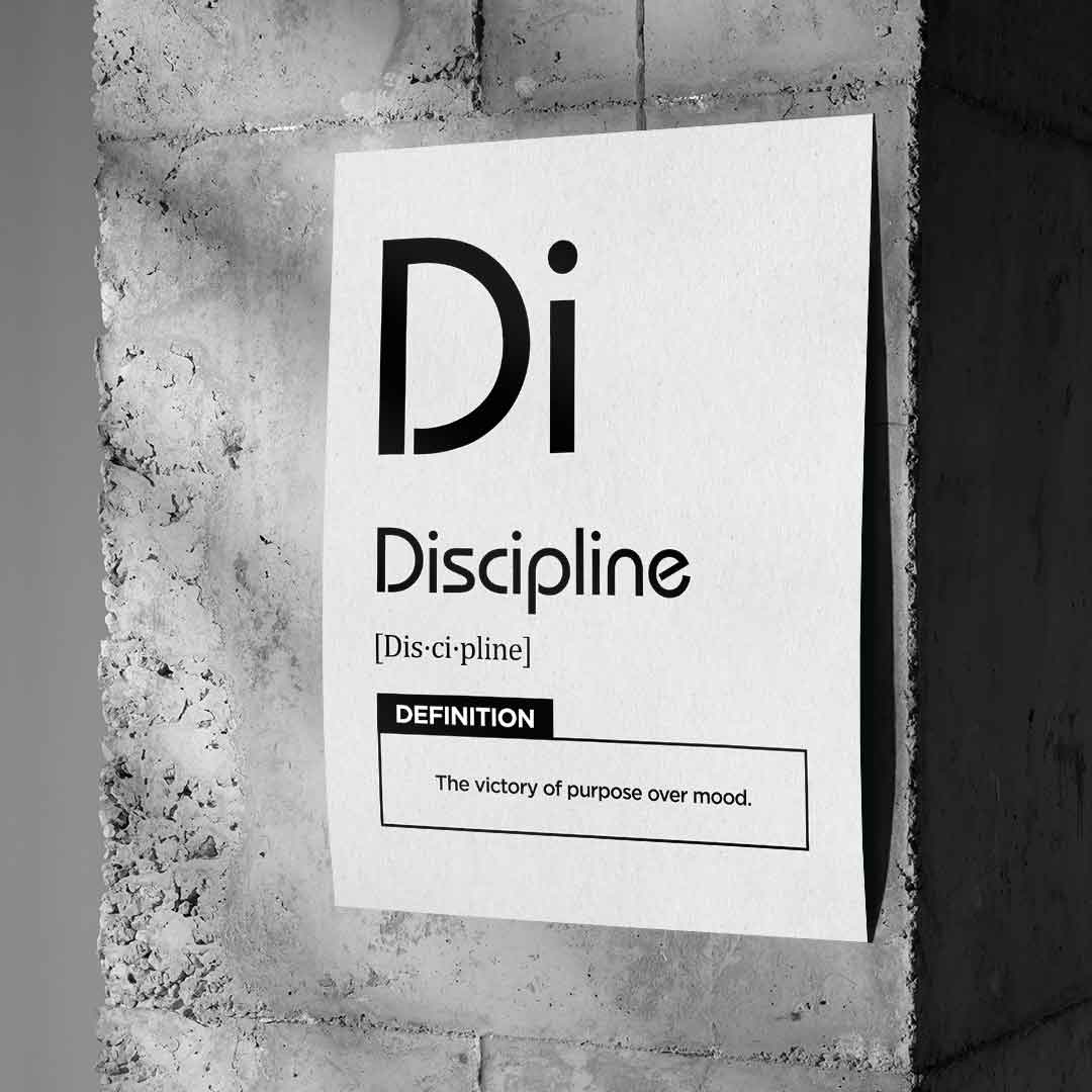 DOTCOMCANVAS® Discipline (Di) Poster Version Weiß – Wand-Mockup