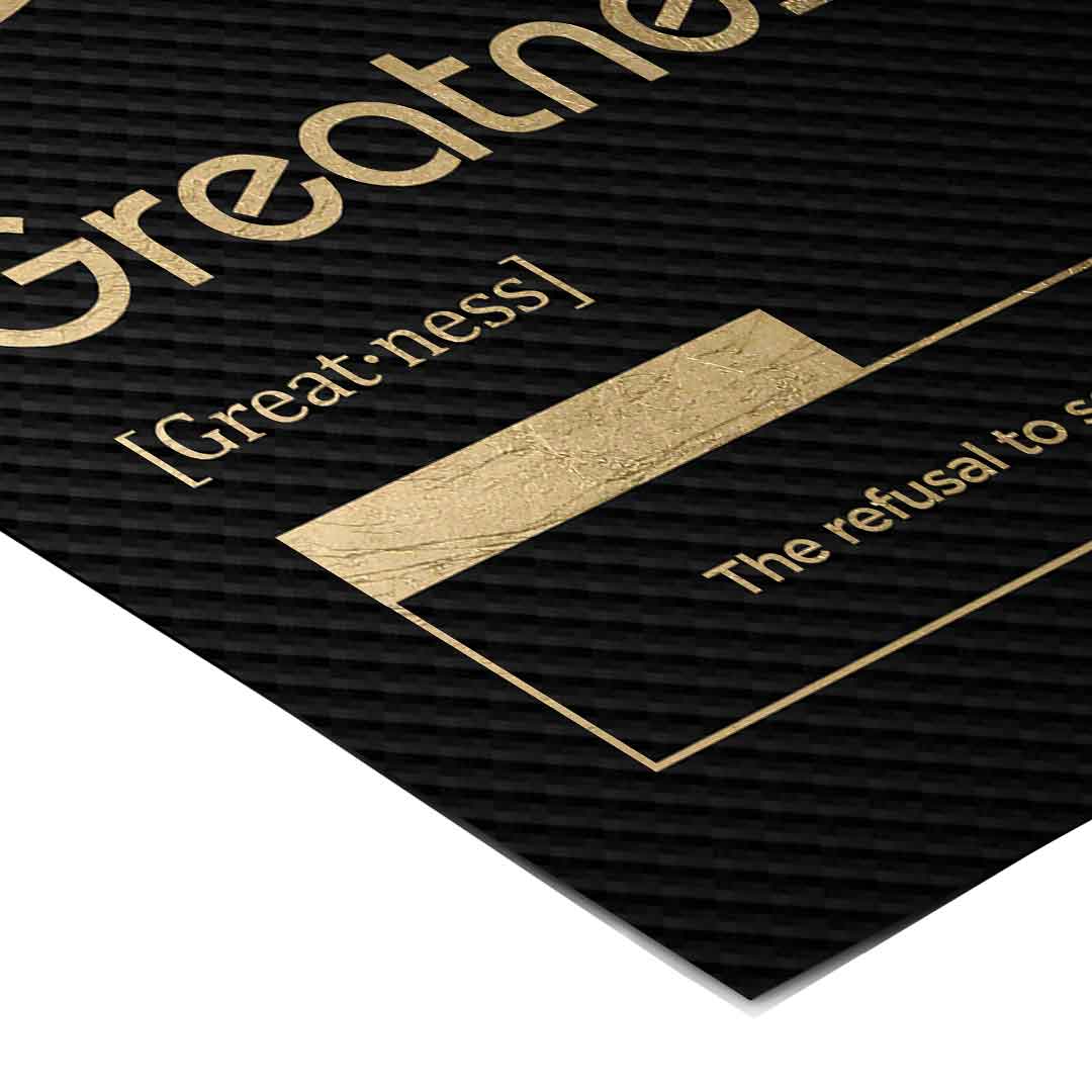 DOTCOMCANVAS® Greatness (Gr) Poster Version Schwarz – Eck-Detail